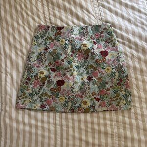 S 2bella floral multicolor JACQUARD MID RISE FLORAL ZIPPER MINI SKIRT